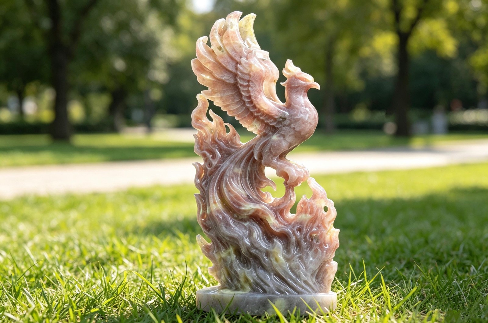 Hand Carved Sesame Stone Phoenix Figurine, Natural Crystal Phoenix Statue Decor