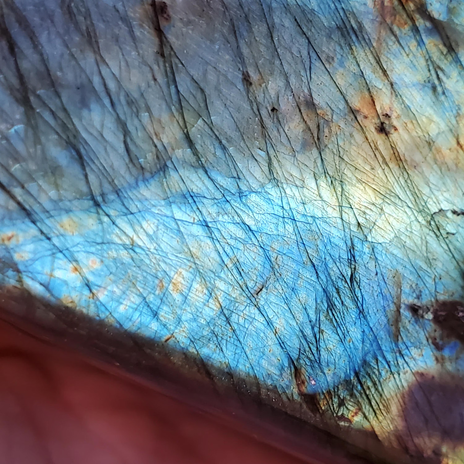 Labradorite Spectrolite Blue & Yellow Flash Crystal Slab Freeform 952 grams
