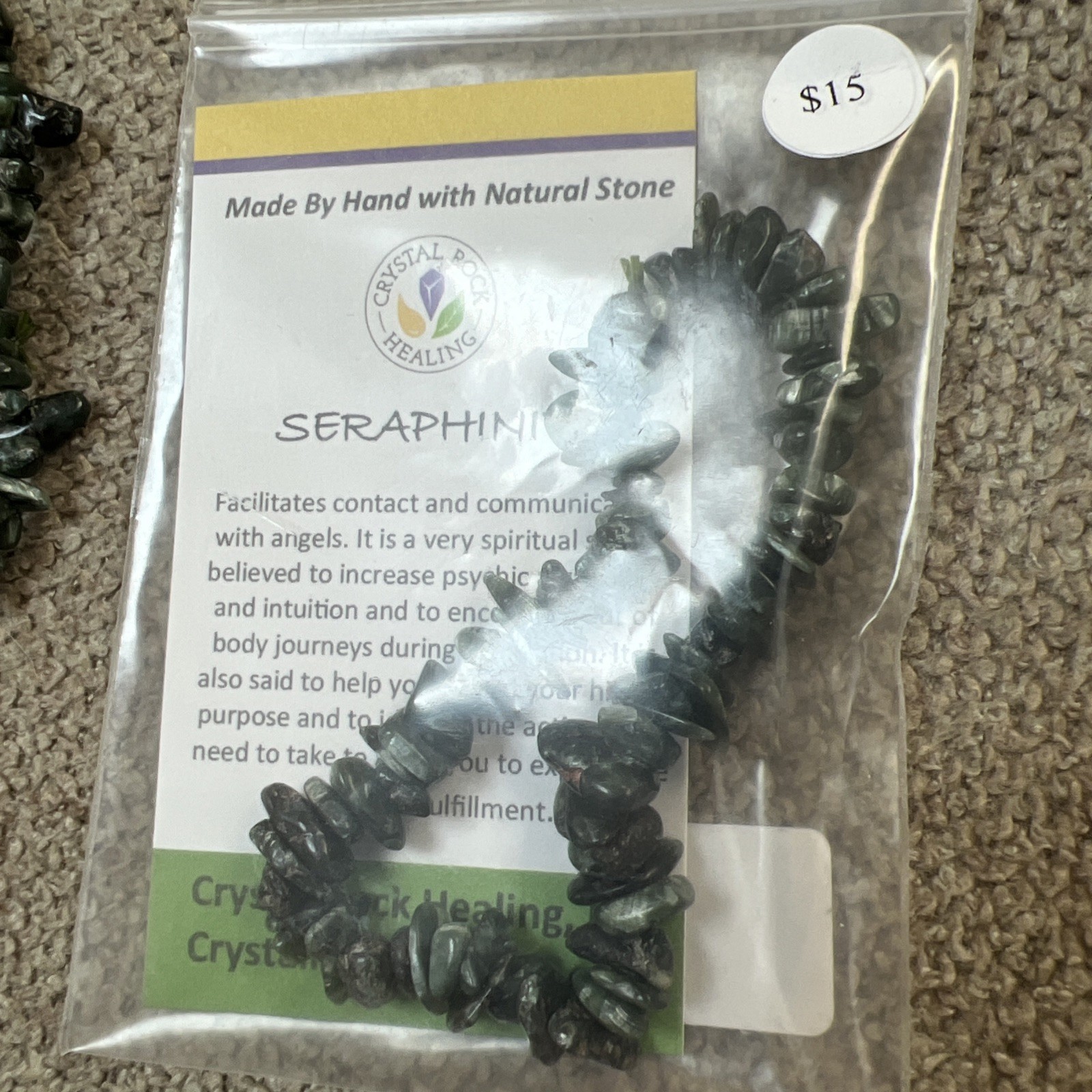 Seraphinite Chip Gemstone Bracelet Lot (8) Adjustable Free Shipping
