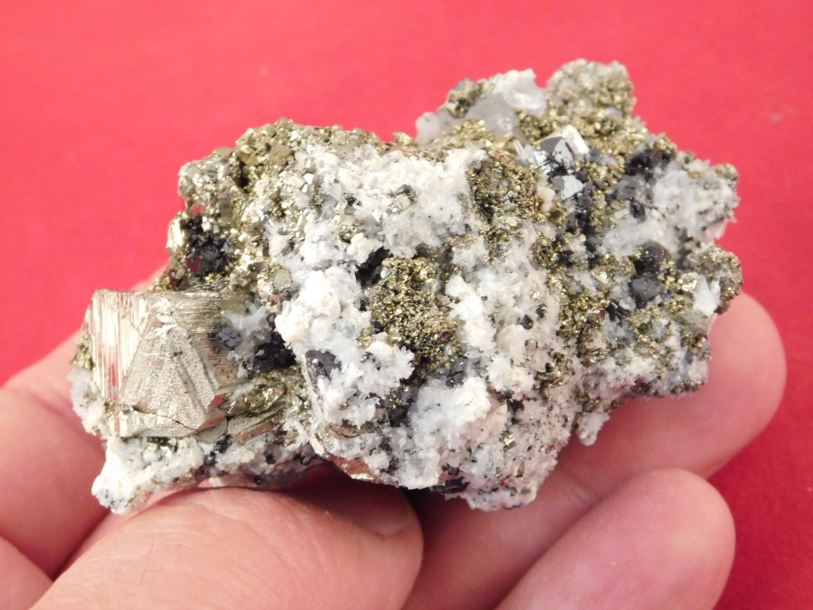 Druzy PYRITE Crystal CUBE Cluster with Sphalerite and Chalcopyrite Peru 188gr