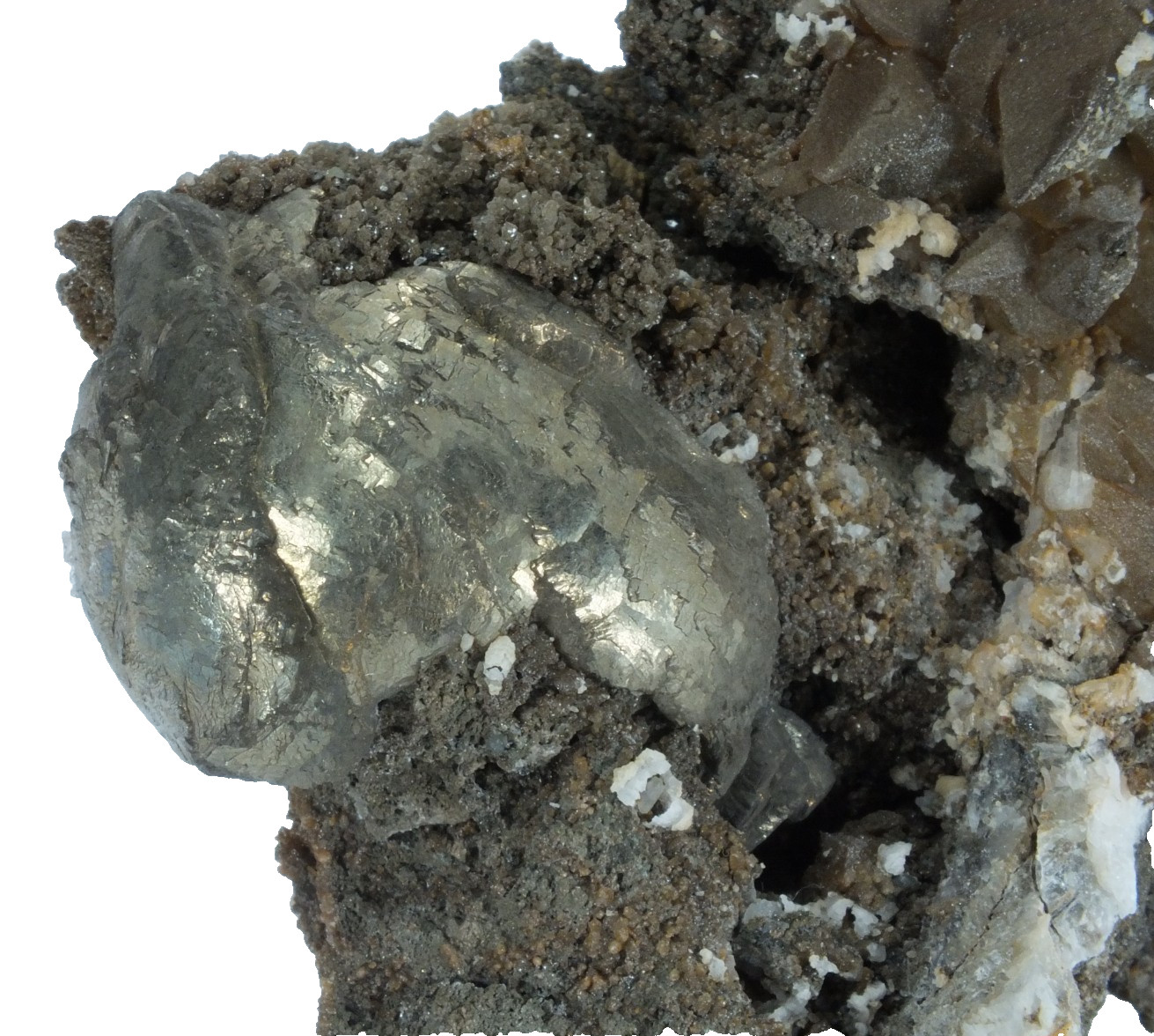 Pyrite with Calcite Crystals Zinc Corp Mine Broken Hill NSW Australia (EA11026)