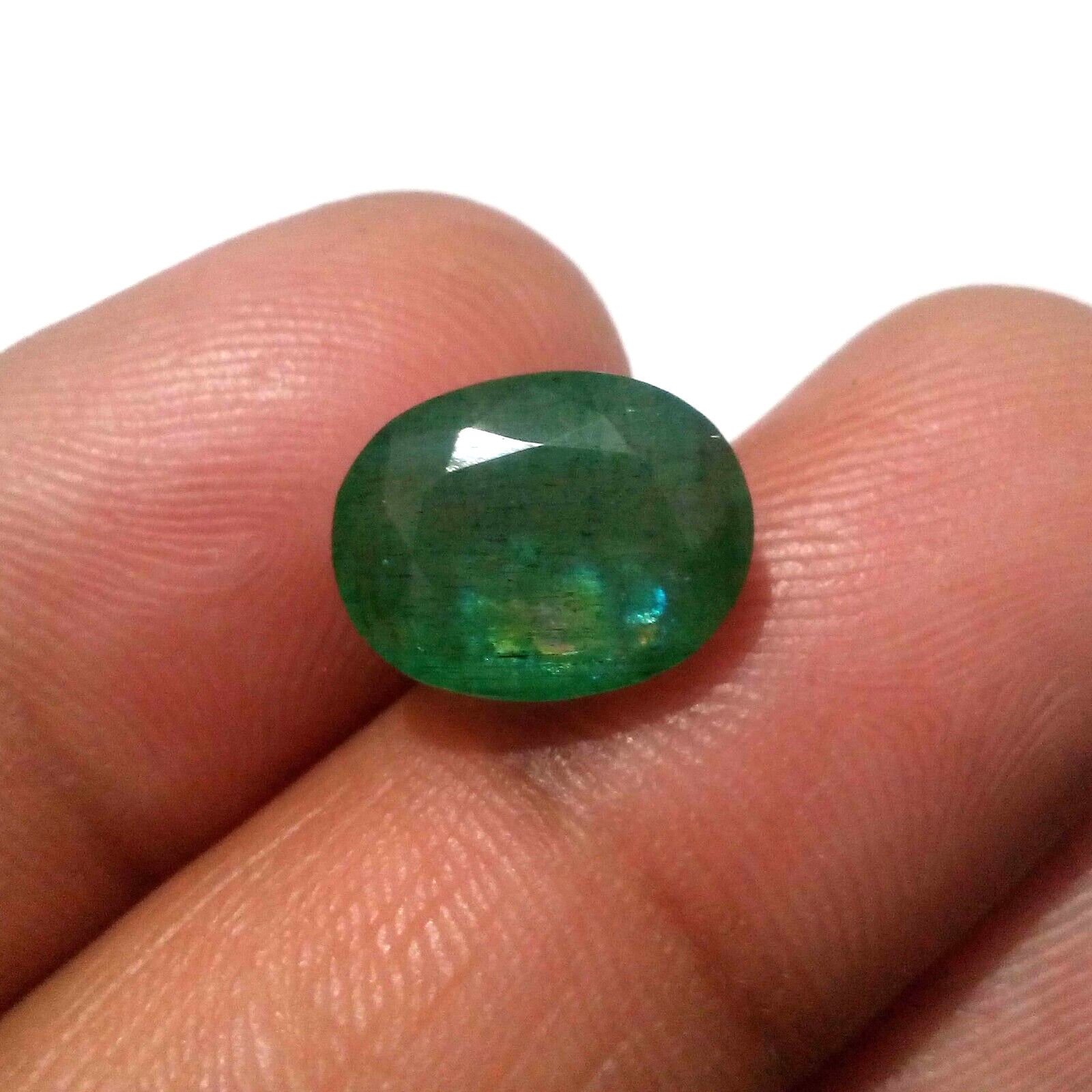 100% Natural Zambian Emerald Oval Shape 5.85 Crt Green Faceted Loose Gemstone