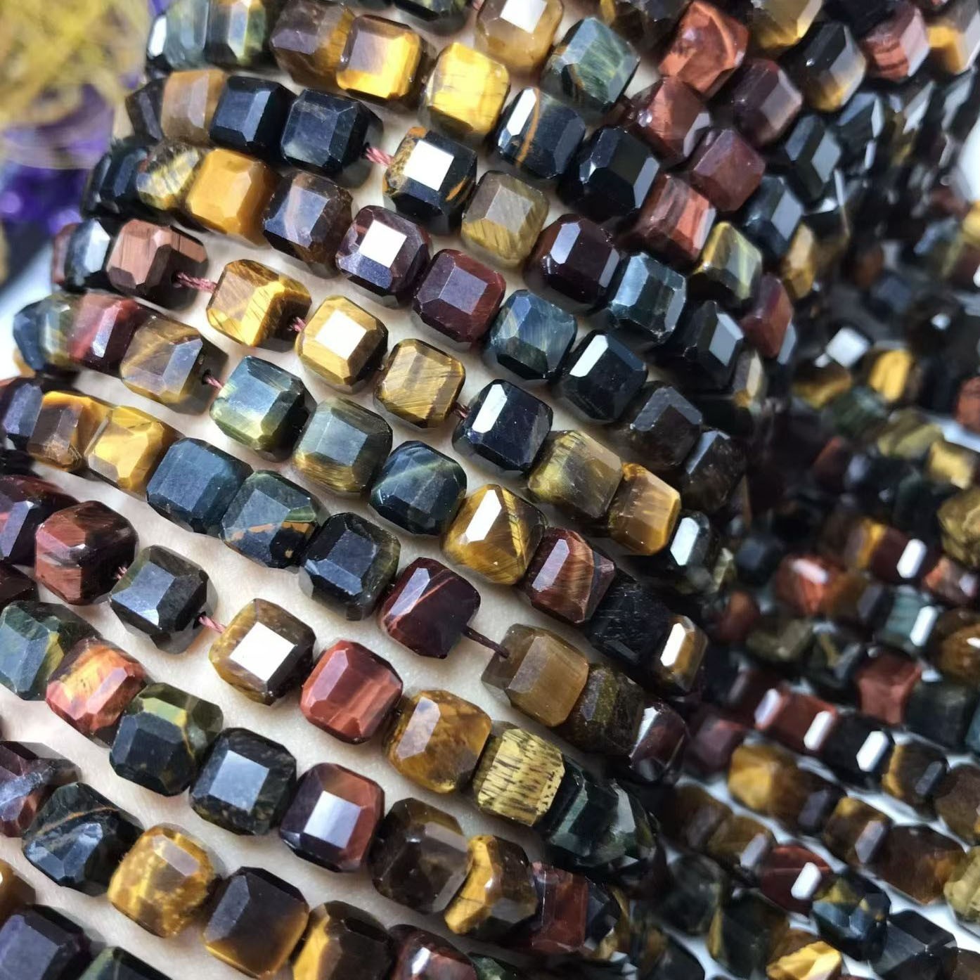 Honeycomb-shaped cubic cut gemstones, multi-colored square loose beads DIY