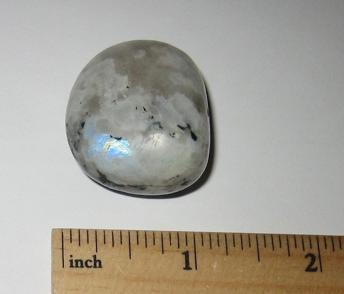 1.25″ TUMBLED POLISHED NATURAL RAINBOW MOONSTONE CRYSTAL STONE INDIA ~ 29.1g *1