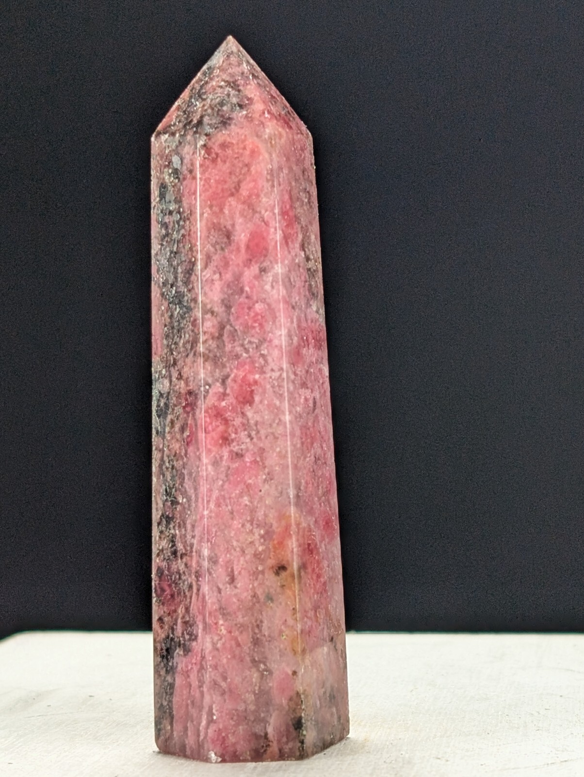 Rhodonite Tower Pink Crystal Gemstone Point Chakra Wand
