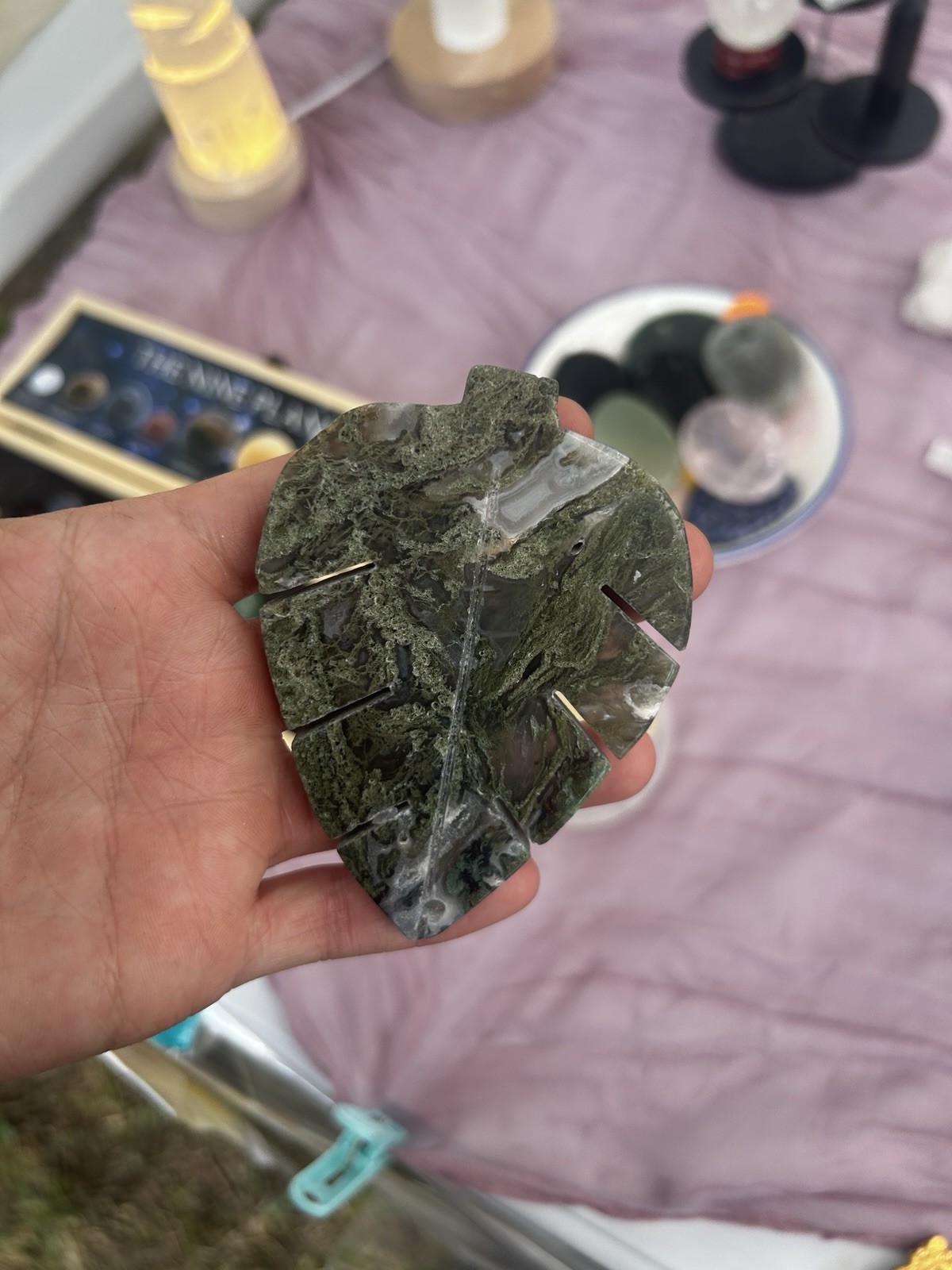 Big Natural Crystal Leaf Carved Stone Decor Collectible Healing Gift Home Decor