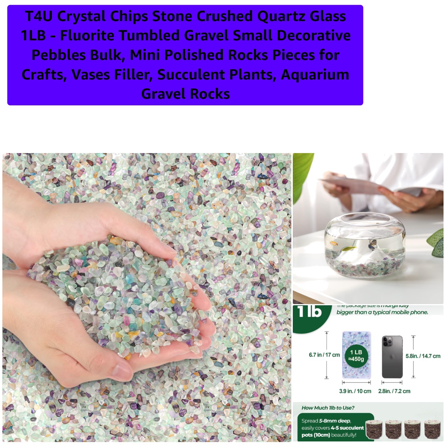 Irregular Fluorite Crystal Chips – 1LB Mini Polished Stones for Crafts & Plants