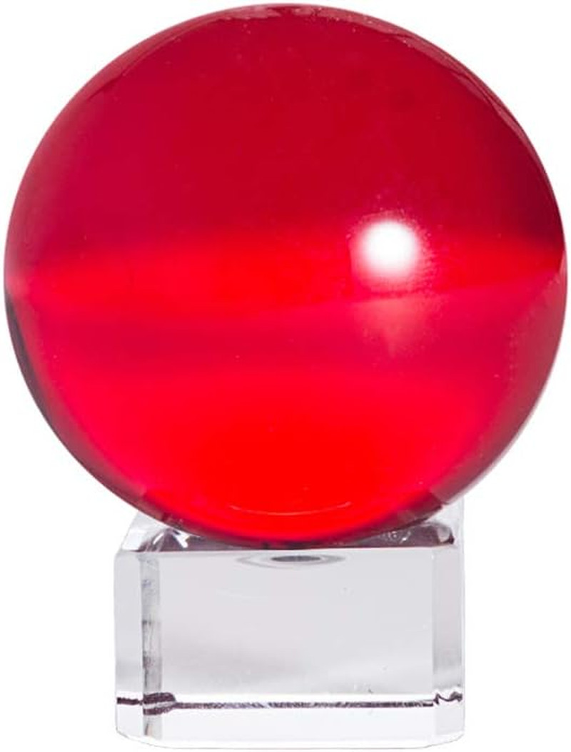 50mm(2 inch) K9 Solid Crystal Ball with Free Stand Suncatcher (Red)