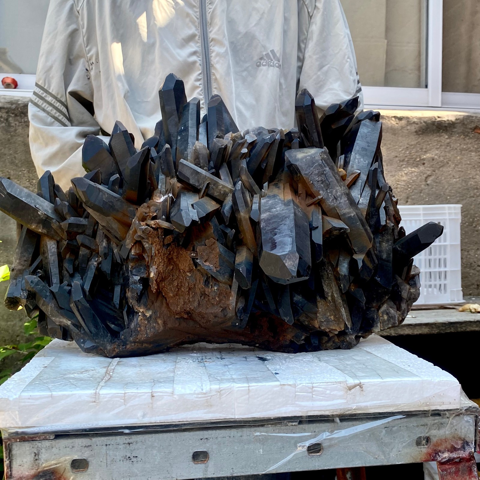 57LB Tea black Crystal quartz Cluster Mineral Specimen Healing reiki