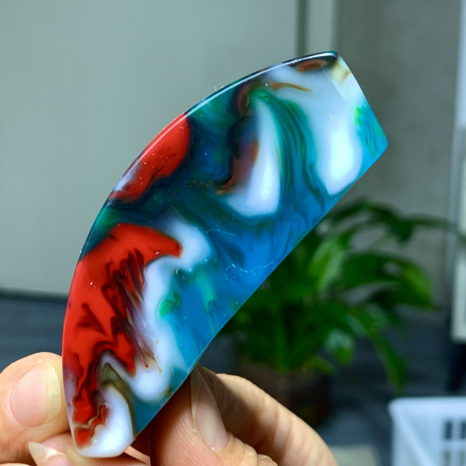 80G Natural NanHong Agate block multicolored Pattern Cabochon mineral Crystal