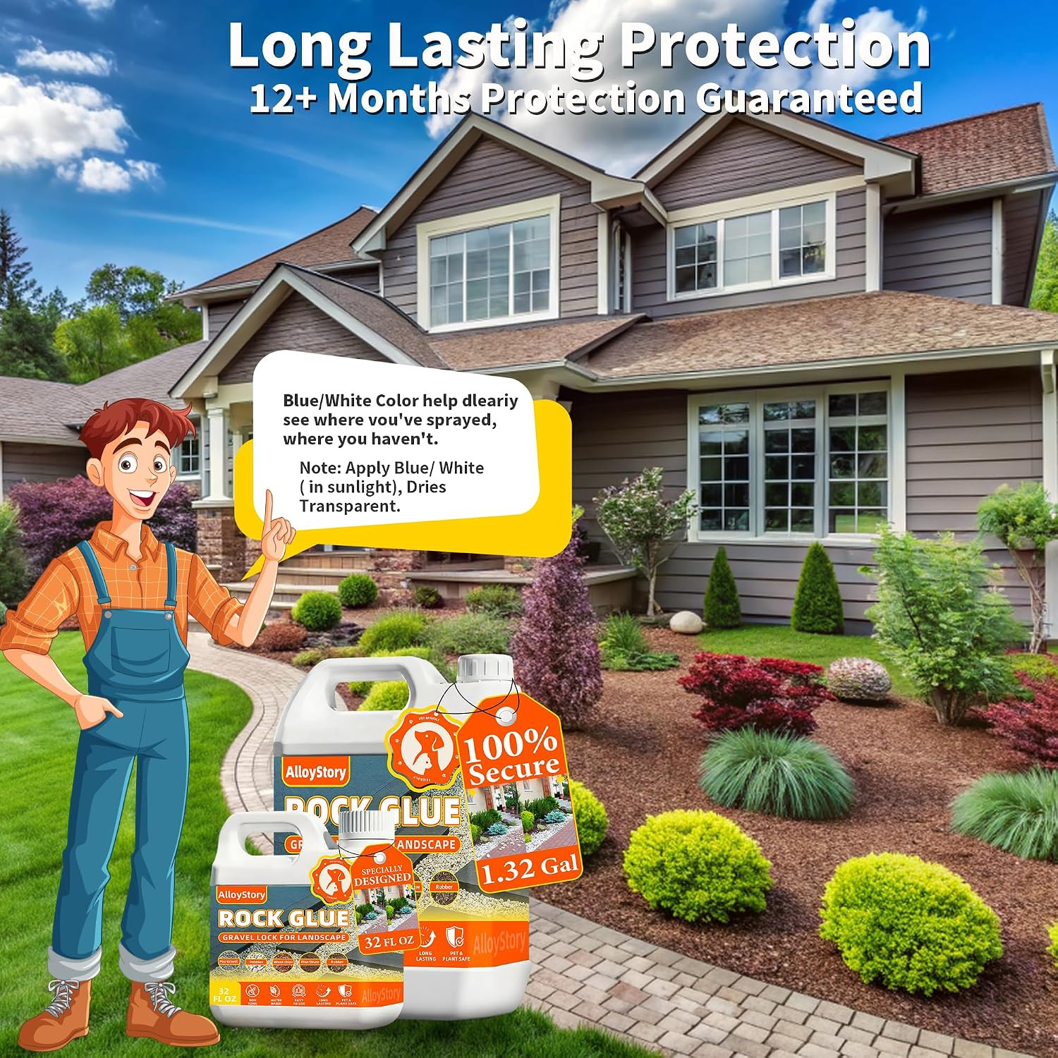 32OZ Rock Glue for Landscaping, Strong Pea Gravel Binder & Stone Adhesive | Stro