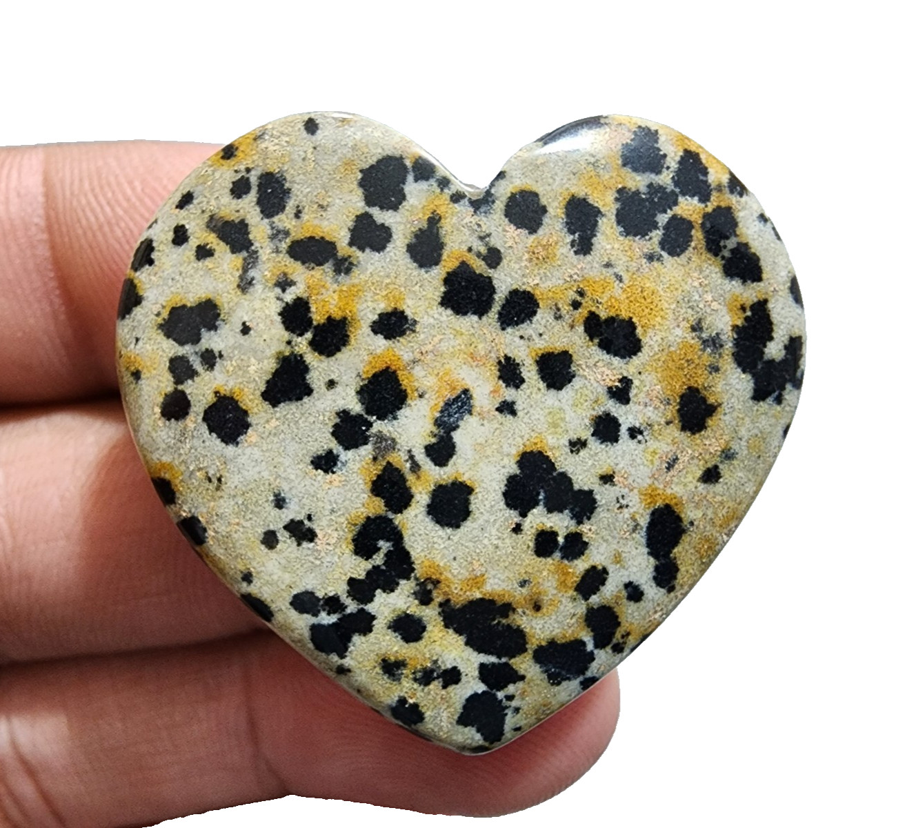 87 Crt Excellent Dalmatian Jasper Heart Shape Ethical Gemstone Cabochon Jewelry