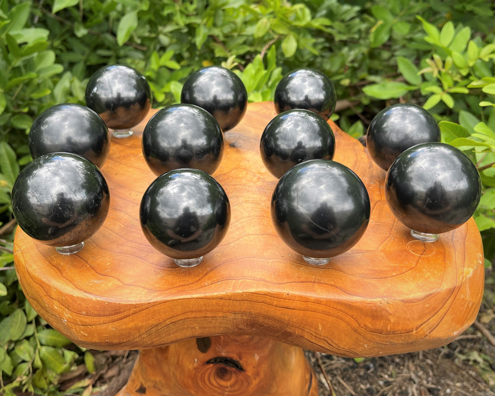LARGE Shungite Crystal Sphere Medium 50 mm Sphere + Stand (2″ Shungite Sphere)