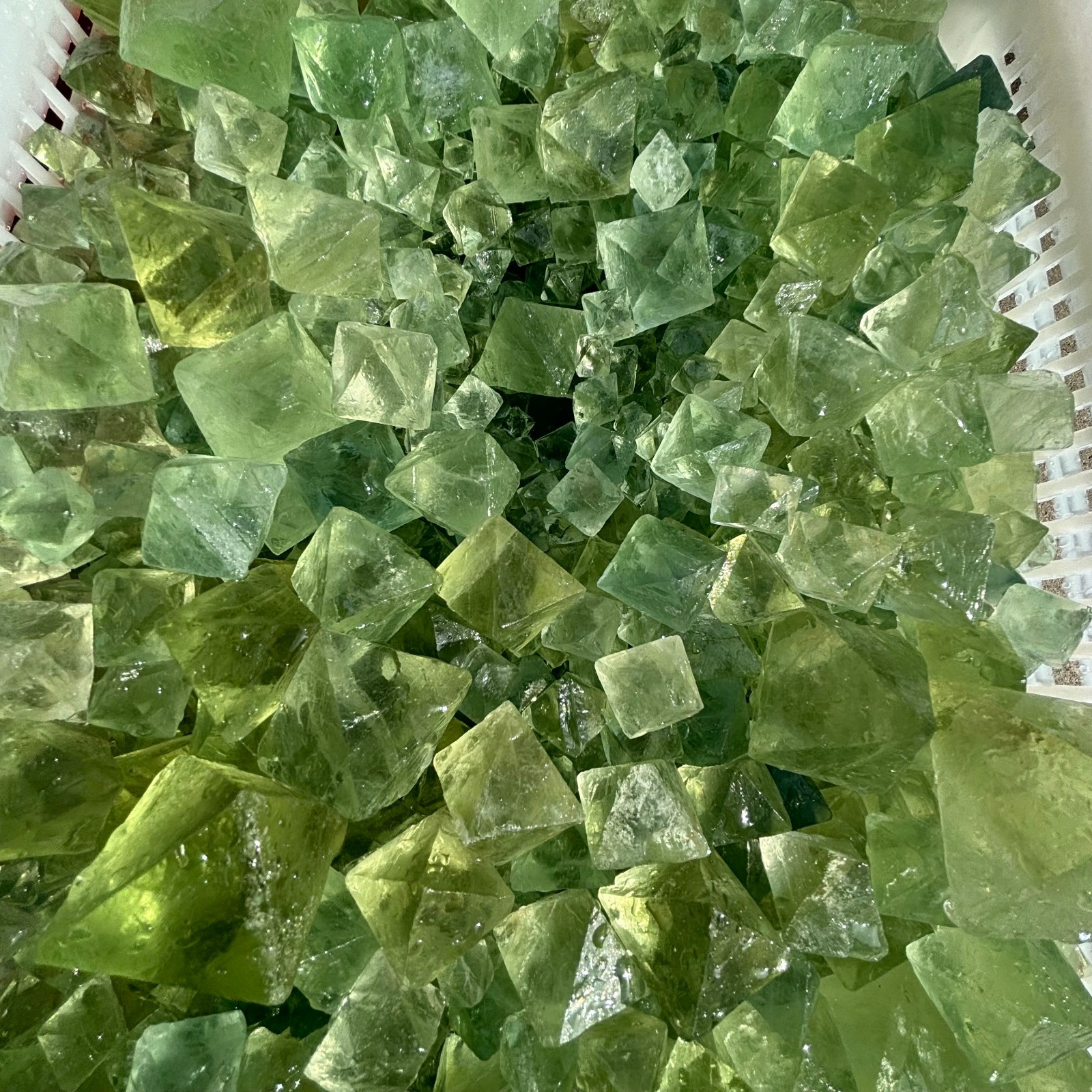 2.2 LB Natural Green Fluorite Octahedron Quartz Crystal Point Healing Gift