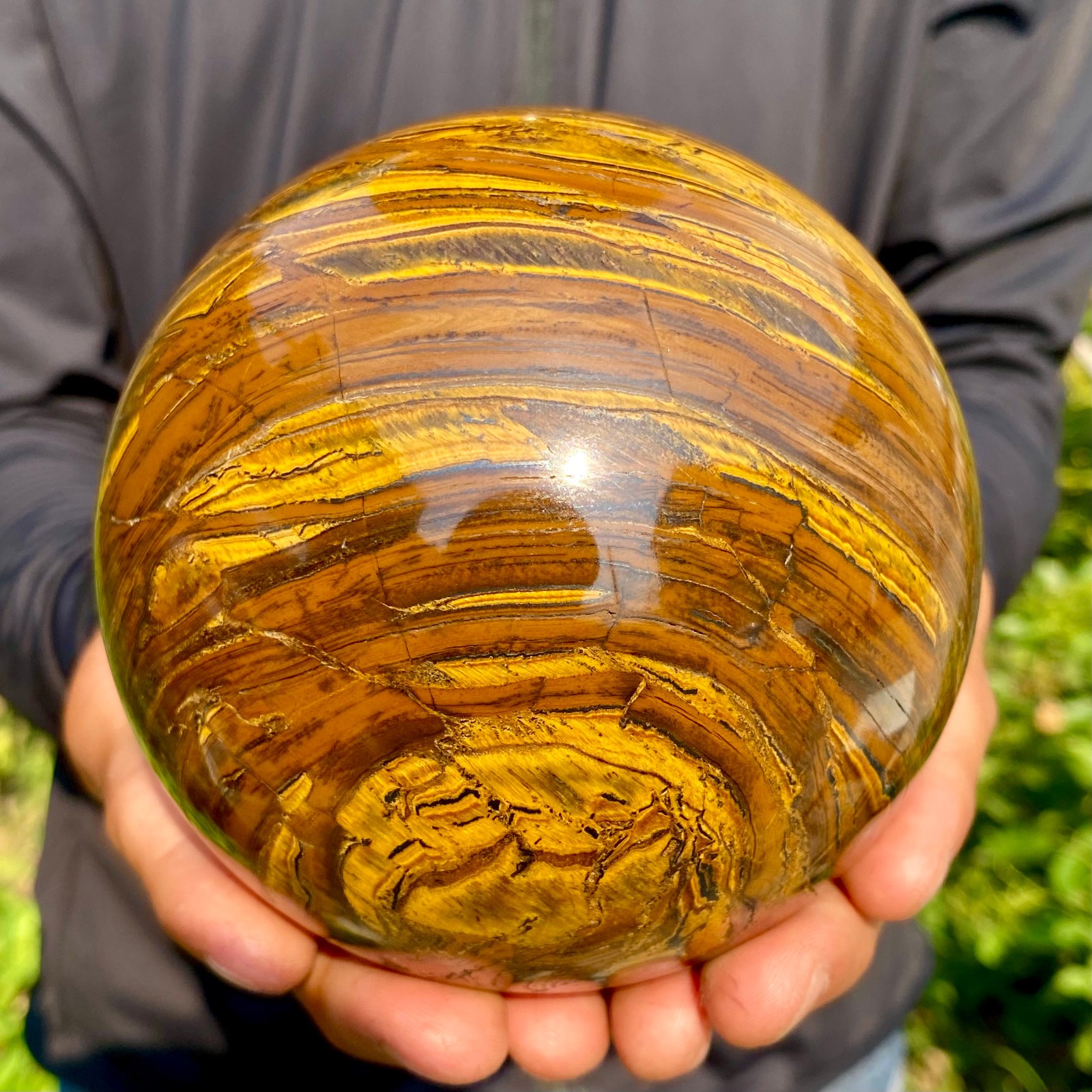 4.47LB Large Natural Tiger’s Eye Ball Quartz Crystal Sphere Gem Healing Décor