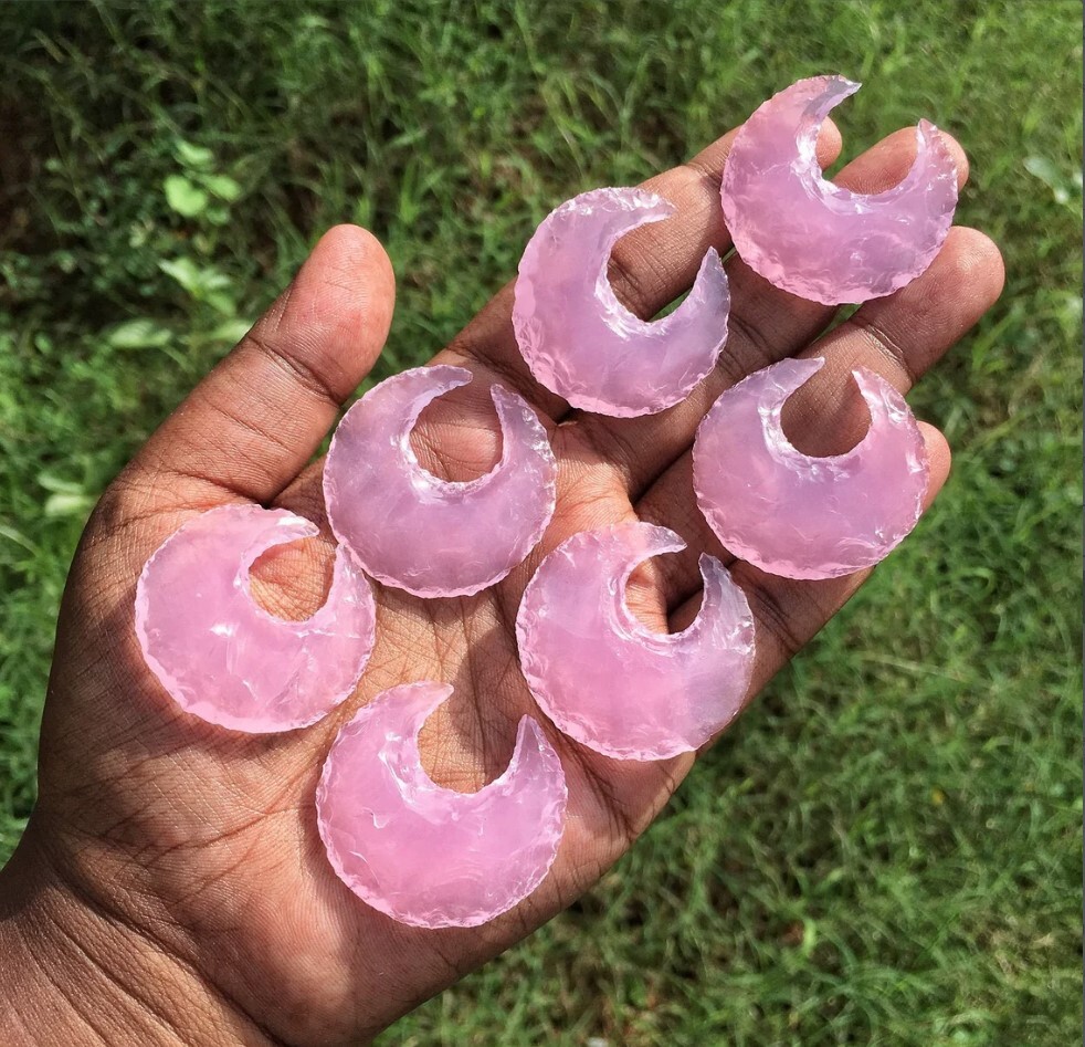 Bulk Rose Quartz Moon Crystal, Carved Moon Crystal, Crescent Moon, Glass Moon