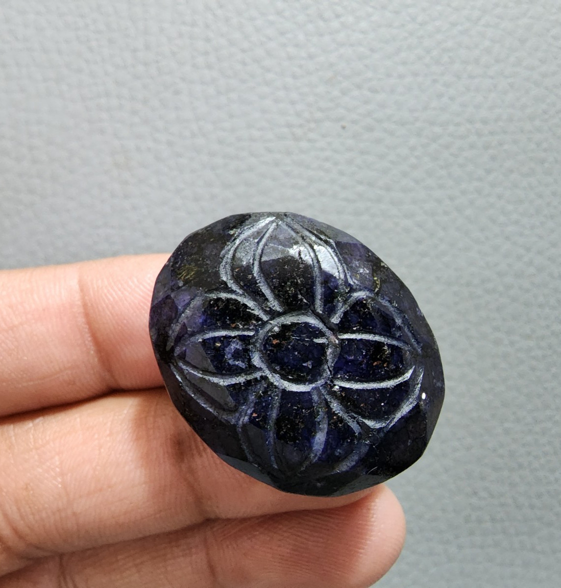 Fabulous Blue Sapphire Carving 128 Ct Handcrafted Gemstone Loose Art Gemstone