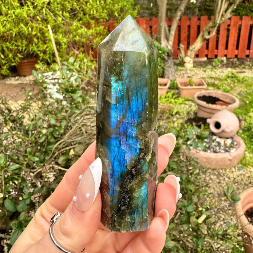 Labradorite Single Tower Point, Natural Gemstone Crystal Stone Wand Healing