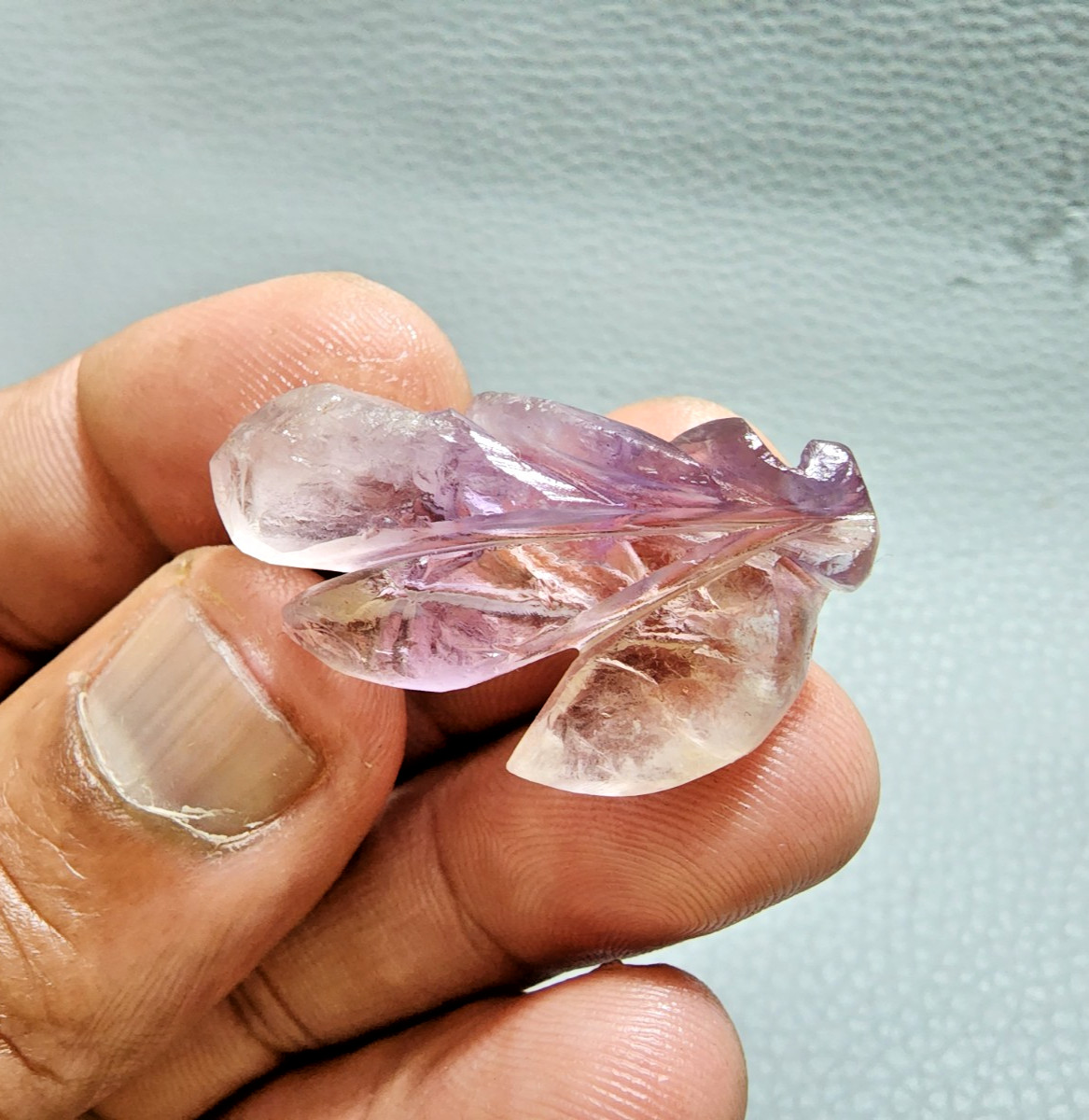 32 Crt Pretty Purple Ametrine Flower Shape Carving Stone Jewelry Making Gemstone