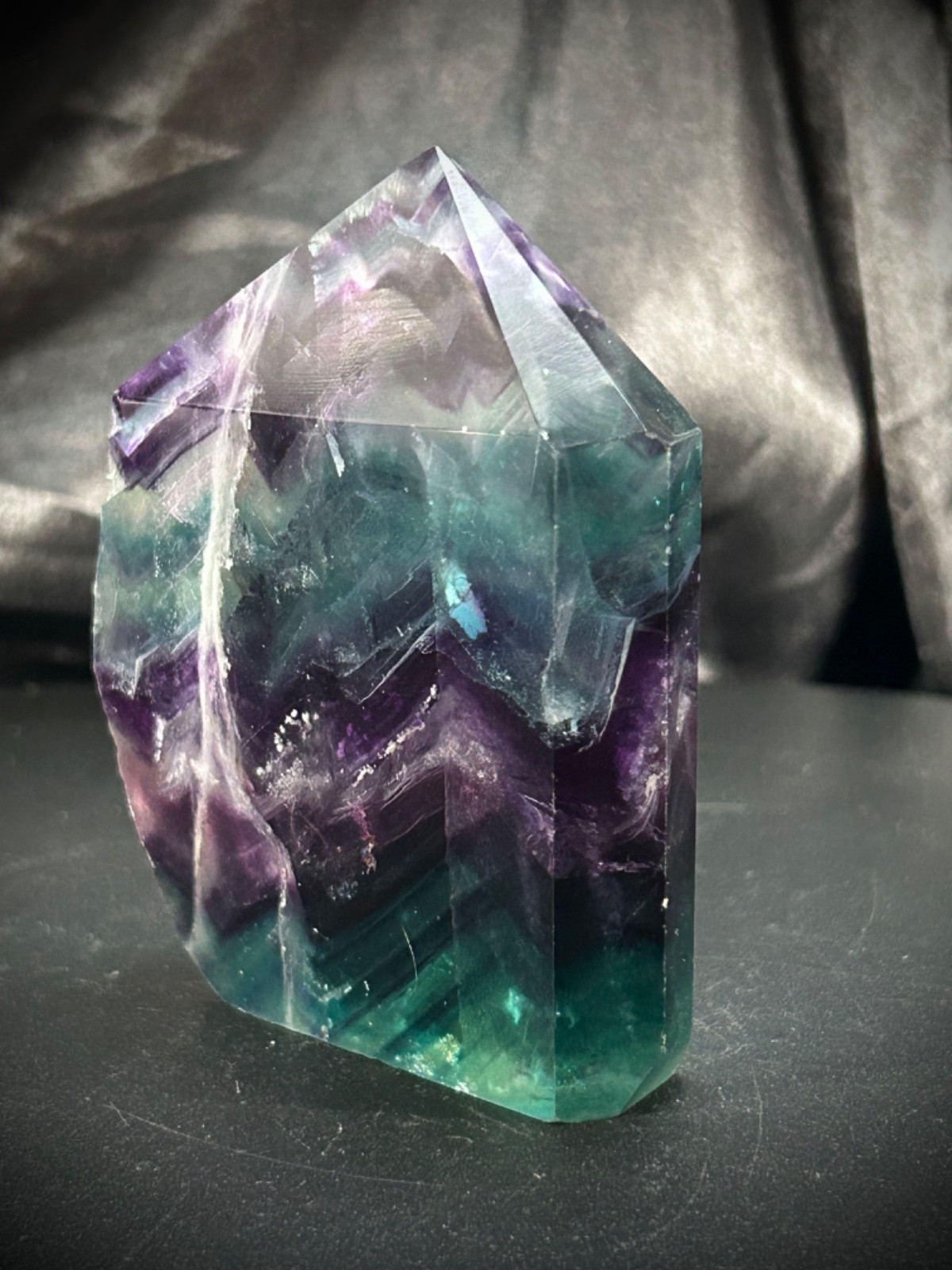 3.26″ Rainbow Fluorite 4 Polished Side/1 Raw Side Tower 8.3oz (241 grams)