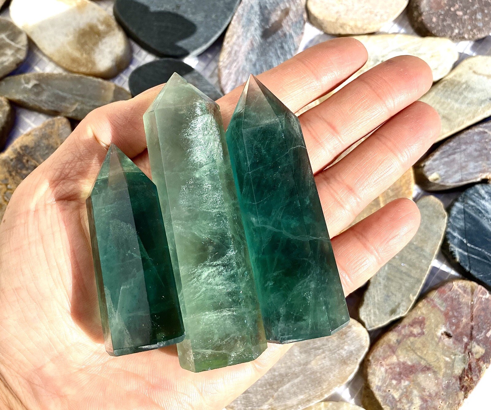 Wholesale Lot 1 Lb Green Fluorite Obelisk Tower Point Crystal Natural Energy