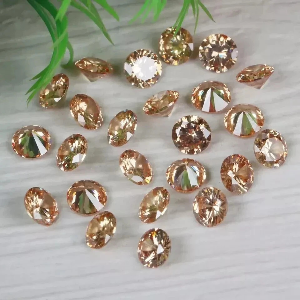 Natural 6 mm 15 Pcs Lot Certified Cambodian Champagne Zircon Loose RG Gemstone
