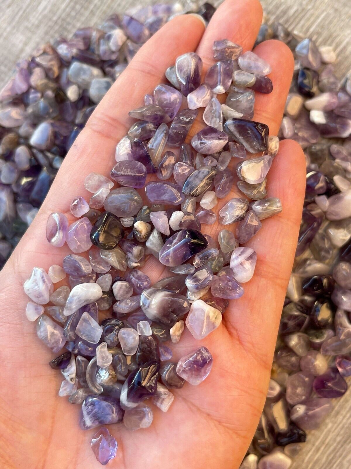 Grade A++ Chevron Amethyst Semi Tumbled Gemstone Chips 5-13mm,Wholesale Bulk Lot
