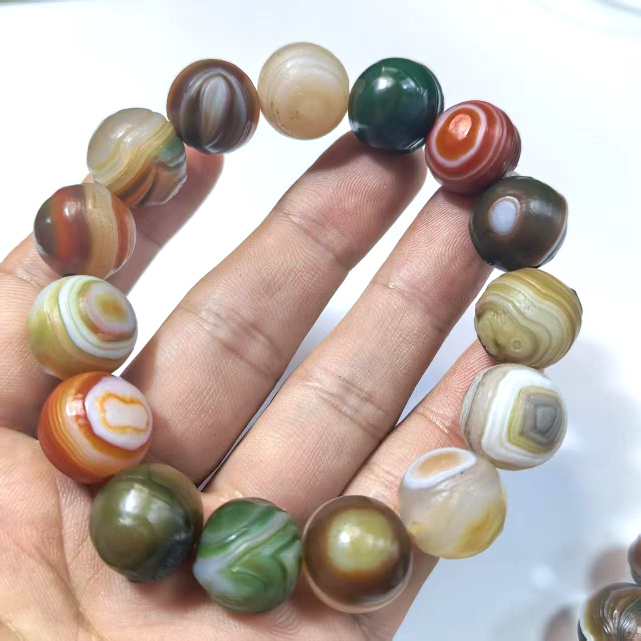 15mm 1pcs Natural Color Gobi Agate Eyes Agate/stone Madagascar Beads Bracelet