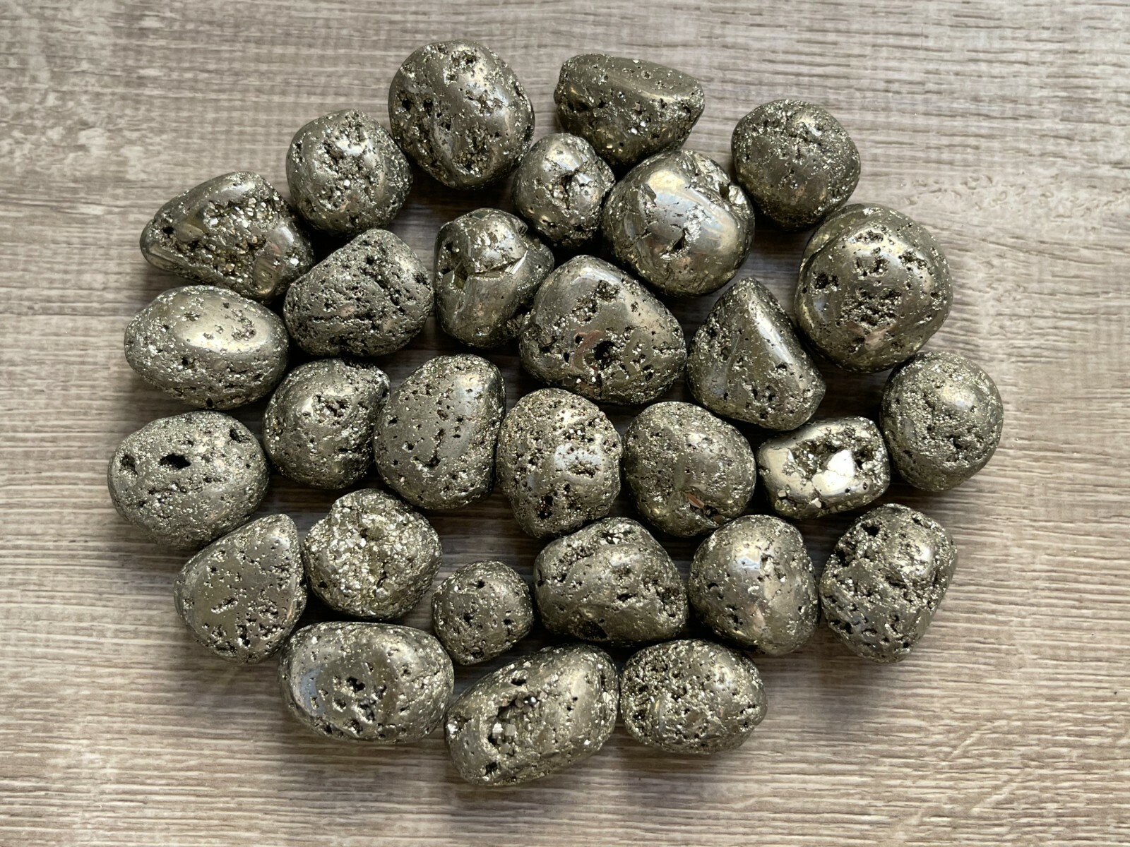 Grade A++ PyriteTumbled Stones, 0.75-1 Inch Pyrite Crystal, Wholesale Bulk Lot