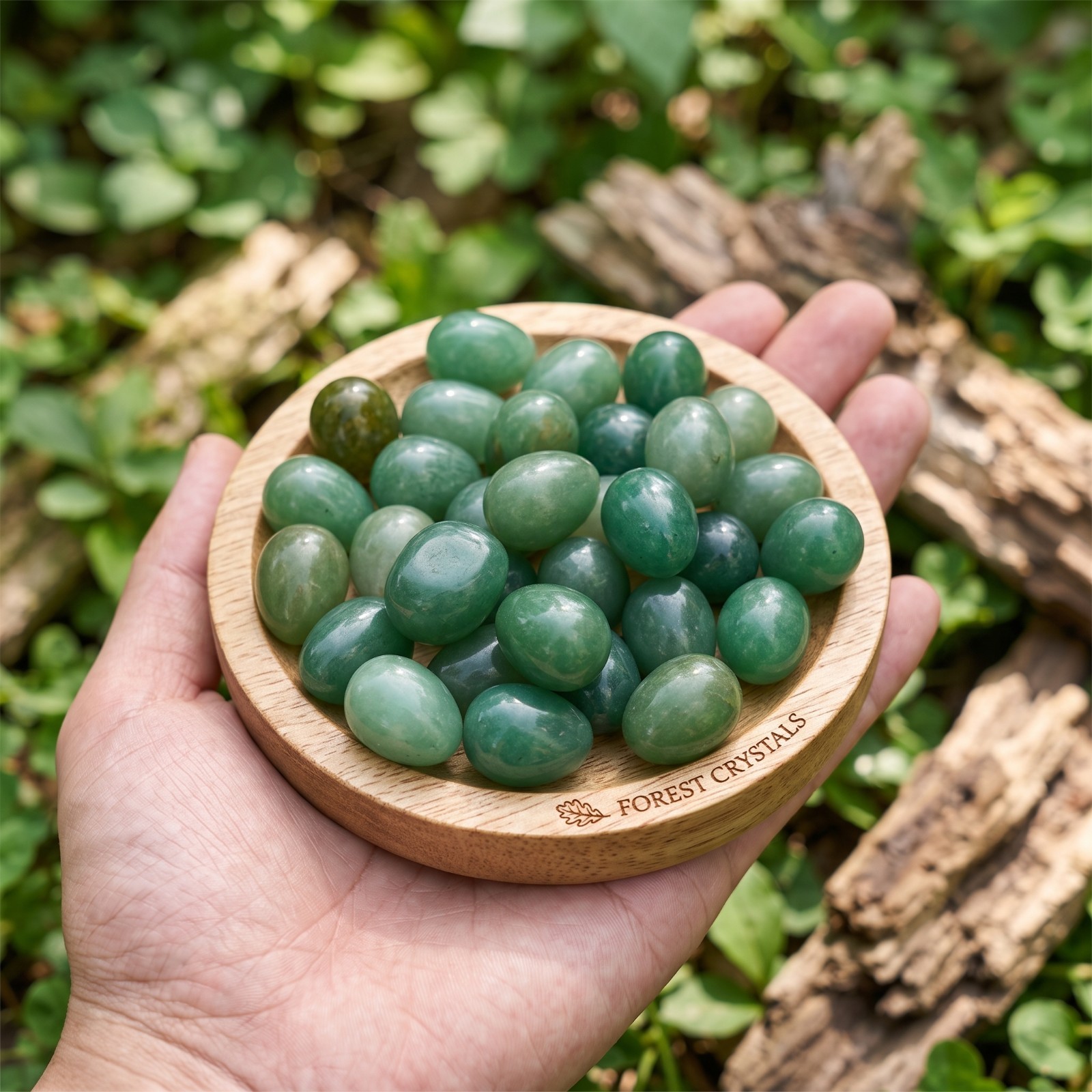 Natural Green Aventurine Mini Egg Tumbled Stone Palm Worry Stone Heart Chakra