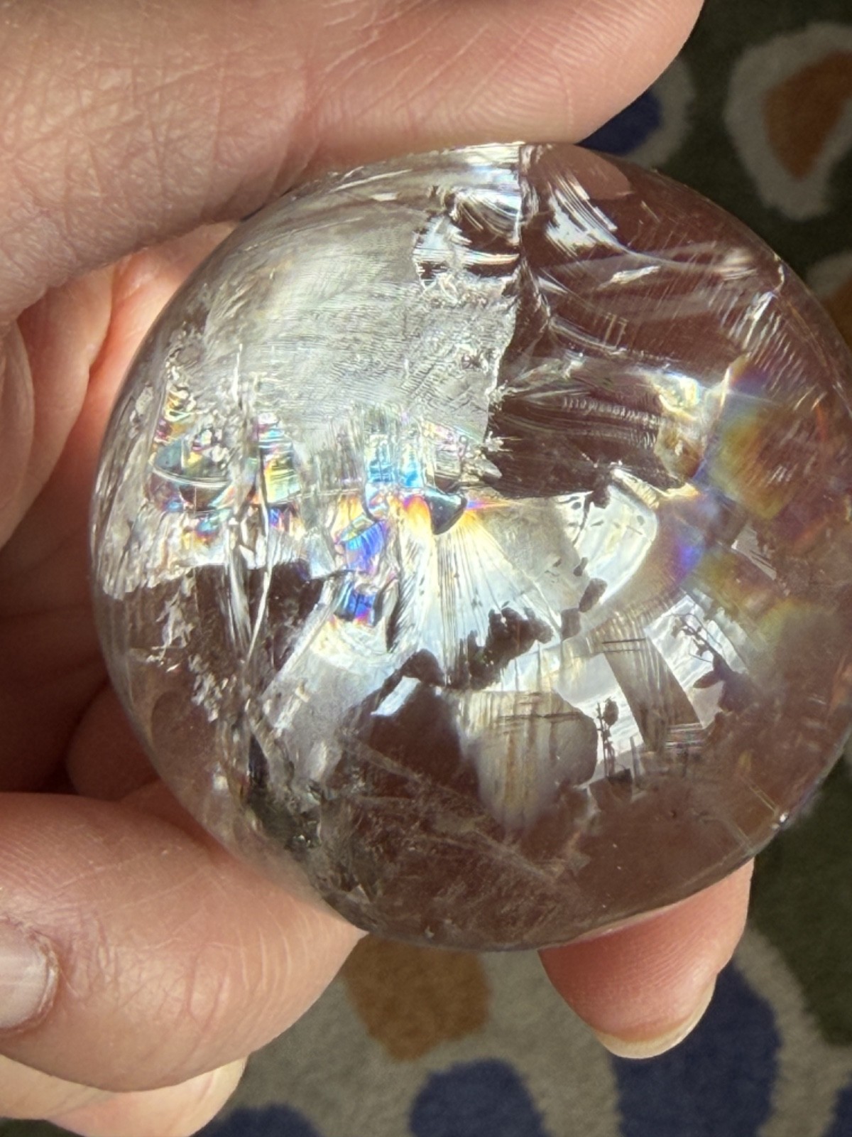 50mm Natural Rainbow Clear Quartz Sphere 173 grams