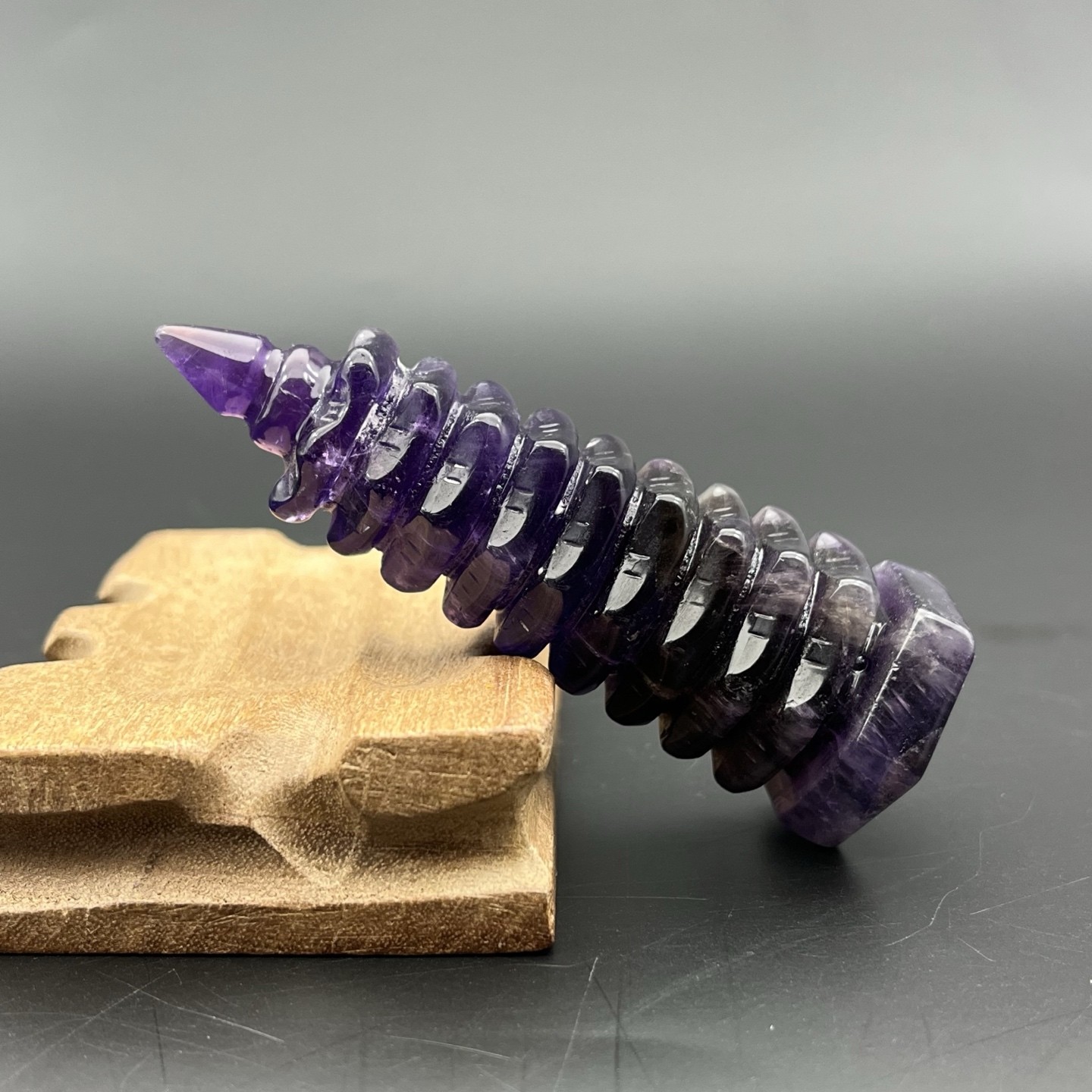 Natural Transparent Purple Amethyst Pagoda Spiritual Wisdom Learning Table Decor