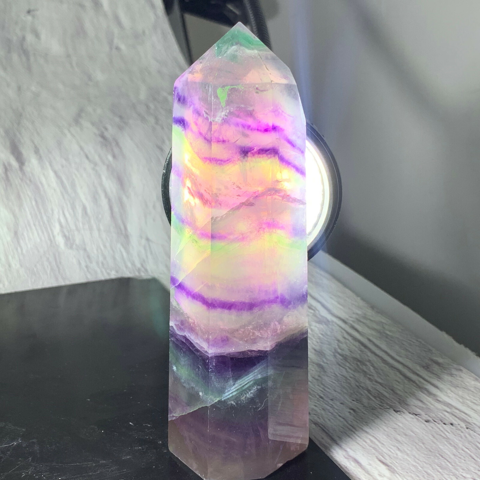 350g-500g Natural rainbow fluorite quartz crystal obelisk wand point healing 1PC