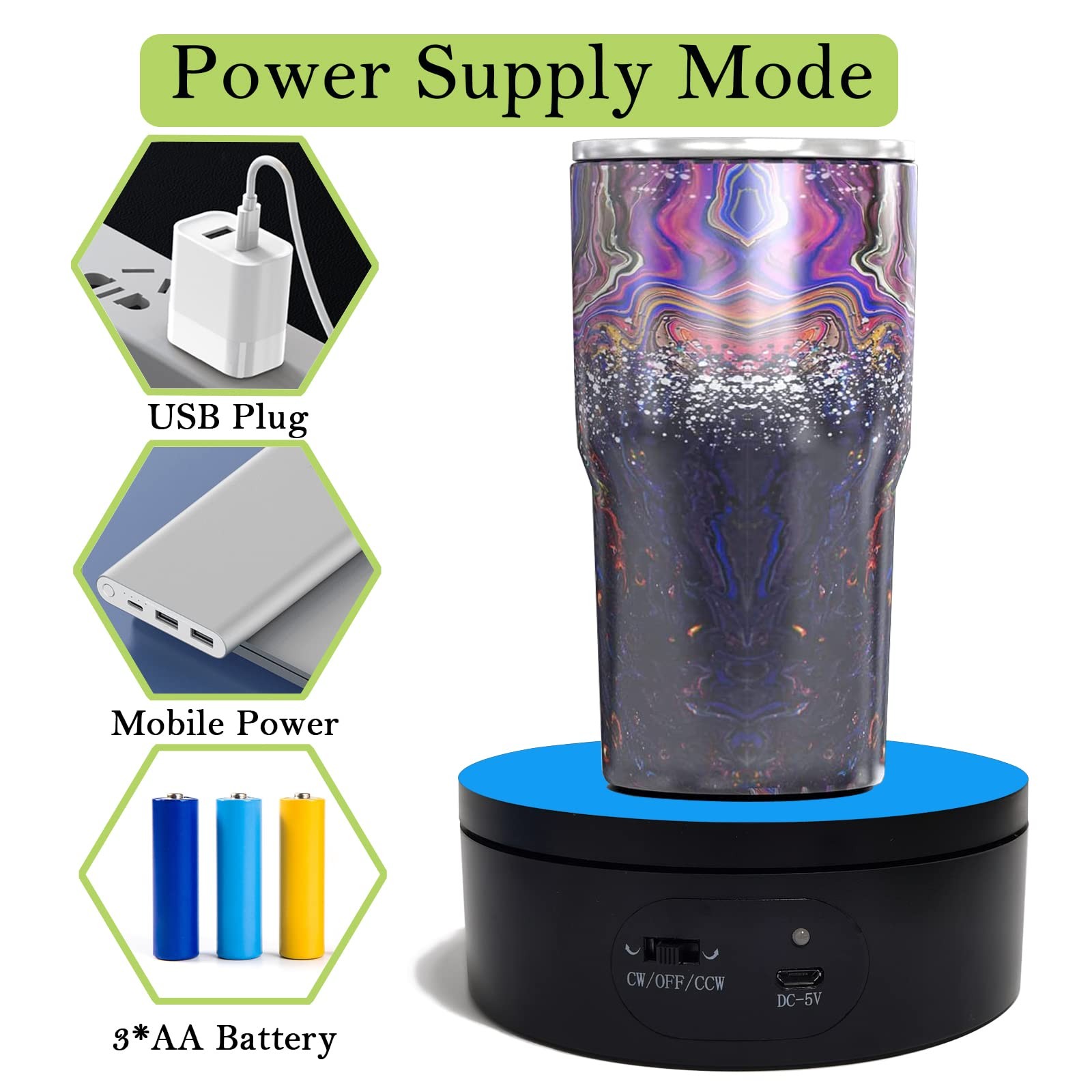 Motorized Rotating Display Stand,Turner Cup Platform for Epoxy Glitter Tumble…