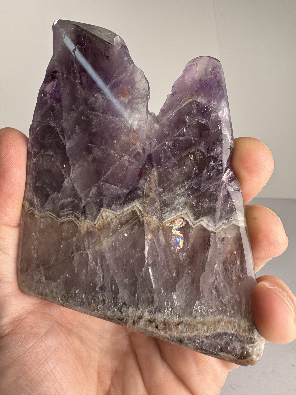 Boreal Amethyst Auralite 23 Crystal – Vertical Cut Polished Face