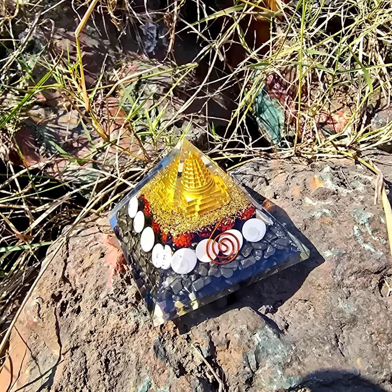 Orgonite Pyrite Pyramid Vastu Money Magnet Feng Shui EMF Protection and Healing
