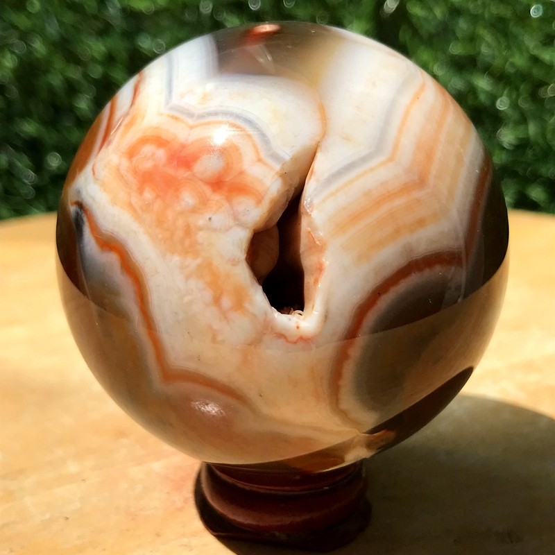 290G Natural Patterned Agate Ball Crystal Sphere Mineral Specimen Healing