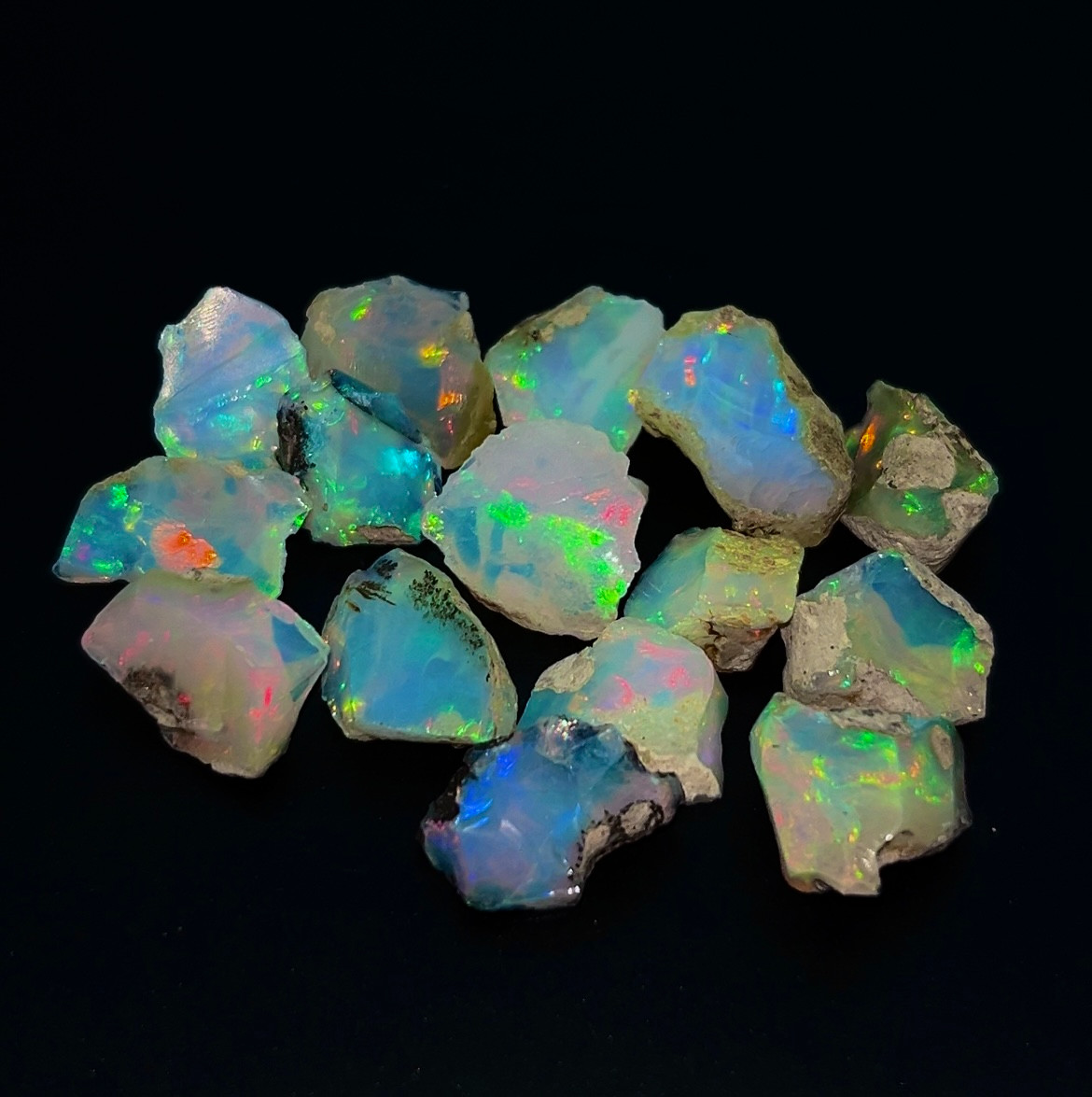 Natural Ethiopian Opal Rough Stones – 10-14 mm, Welo Fire Opal, Raw Crystals