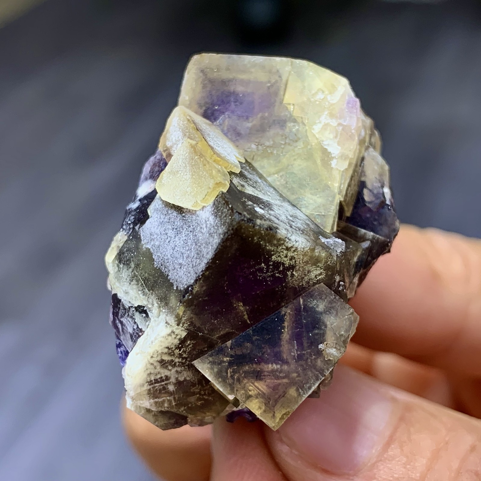 48G Rare transparent purple cubic fluorite mineral crystal sample/China