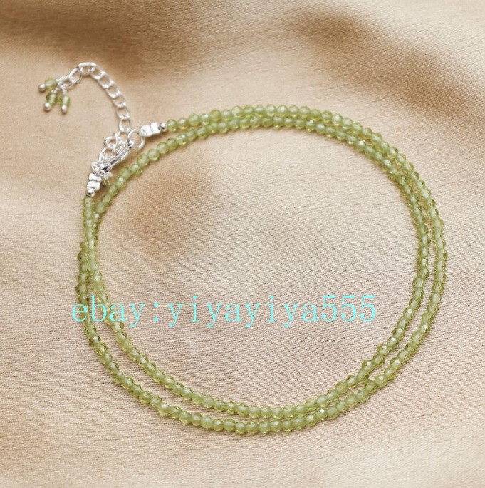 Mini Beaded Peridot Gemstone Beads Necklace 2mm Green Stones Choker Women Gift