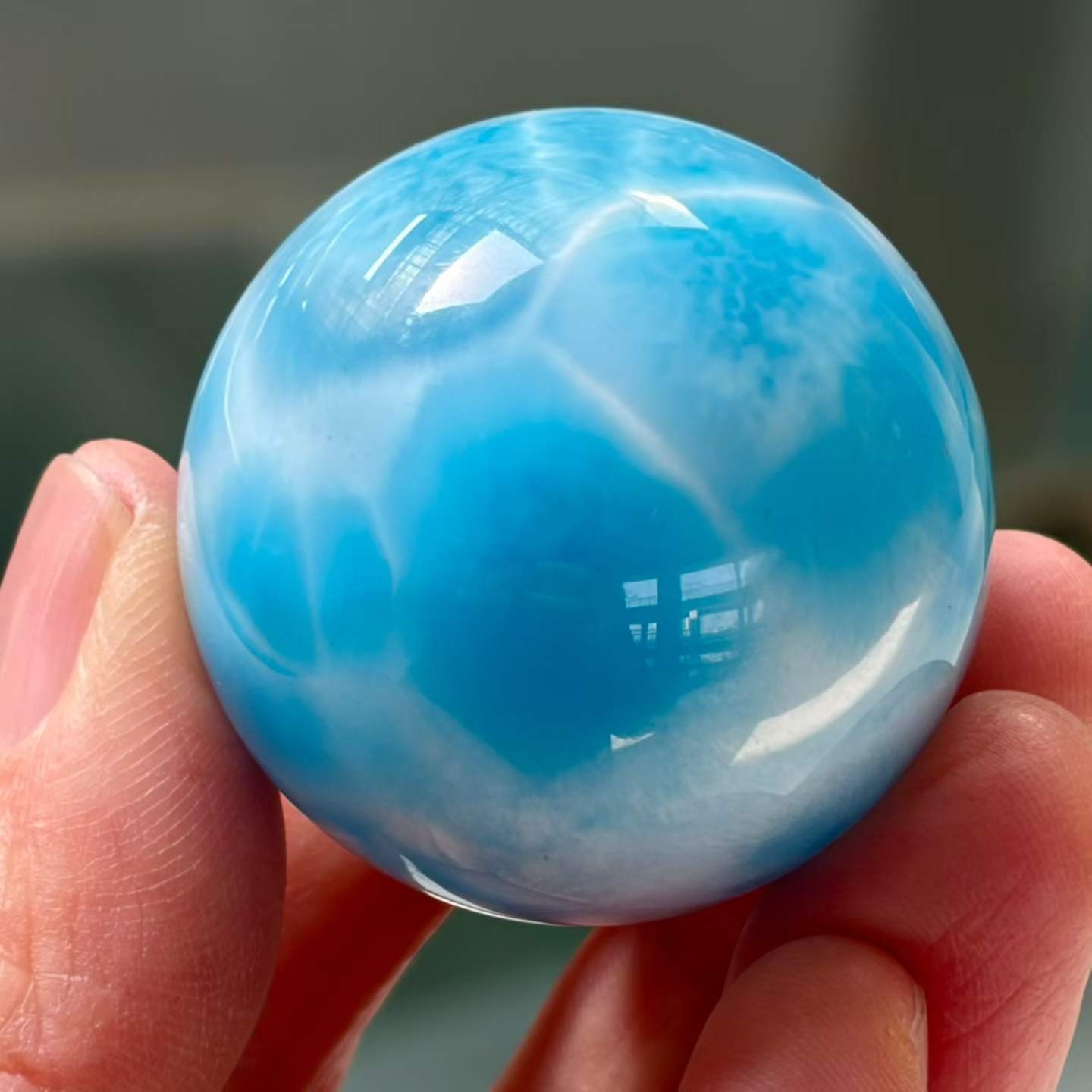 36mm Natural Larimar Gemstone sphere quartz polished ball Reiki energy