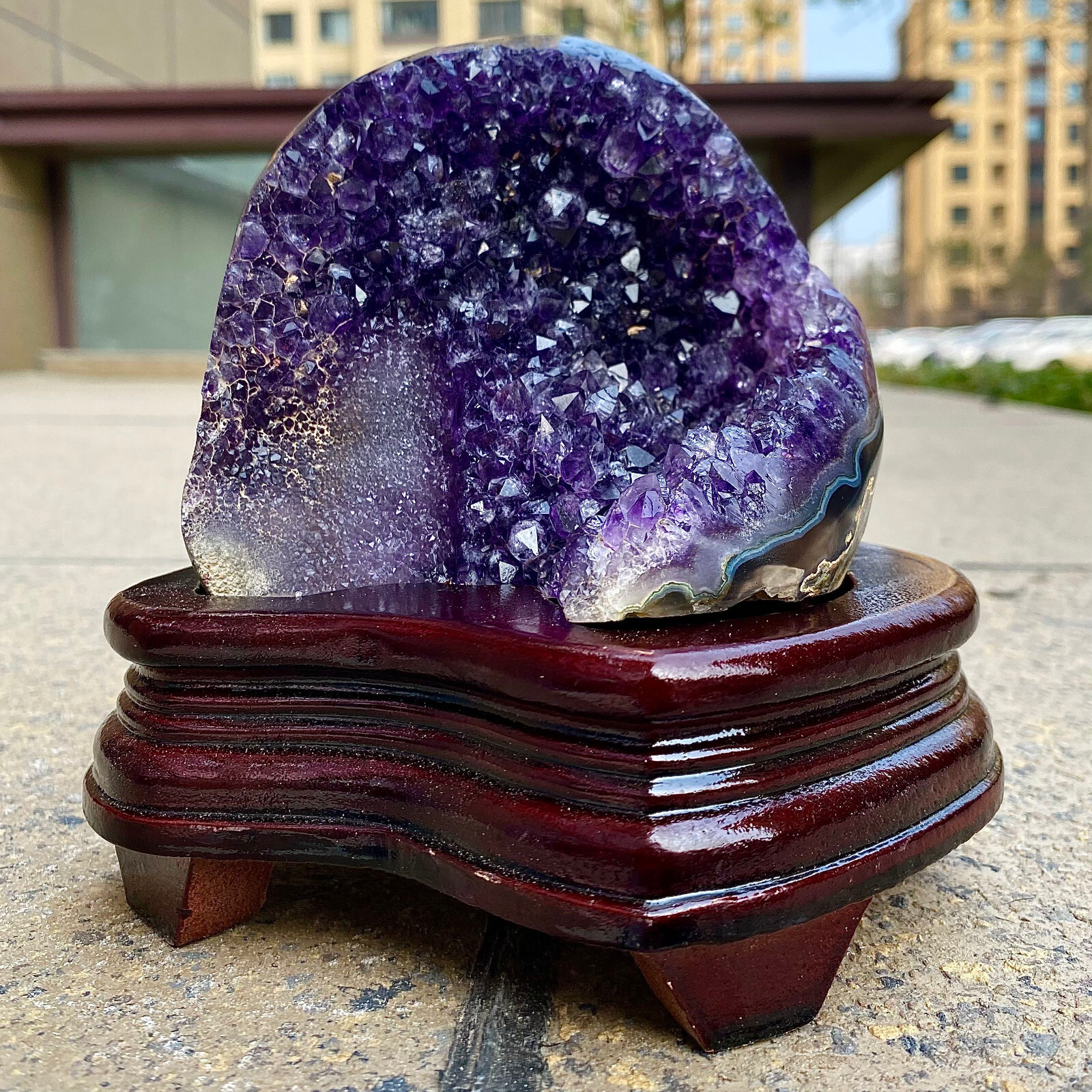 2.24LB Natural Uruguayan Amethyst Quartz Cave Geode Crystal Healing+base
