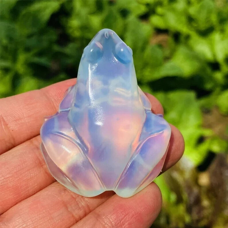 Genuine Opal Frog Sculpture Hand Carved Crystal Home Garden Decoration Gifts New