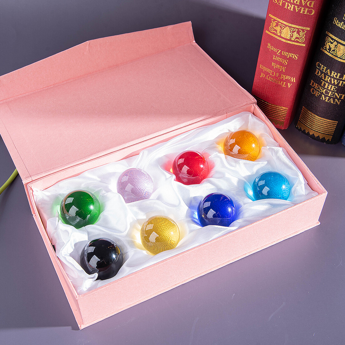 LONGWIN 8pcs Quartz Crystal Ball Sphere Paperweight with Gift Box Xmas Decor40mm