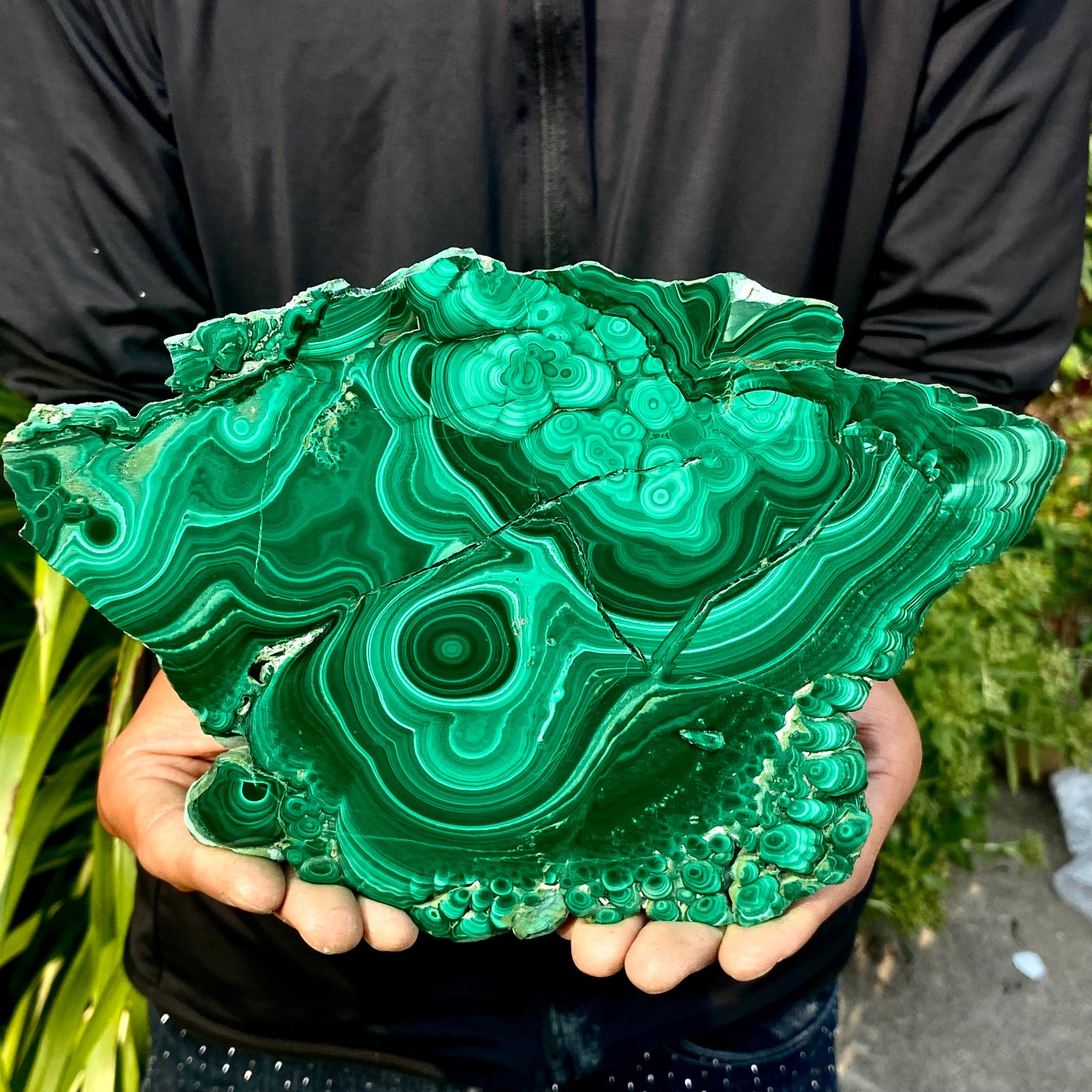 2.6LB Natural malachite slice quartz crystal luster mineral specimen