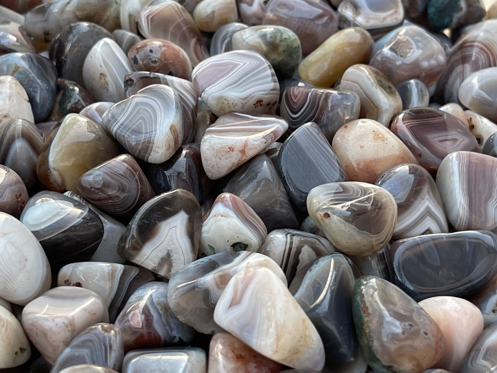 Grade A++ Botswana Agate Tumbled Stones 0.75-1 Inch, Wholesale Bulk Lot