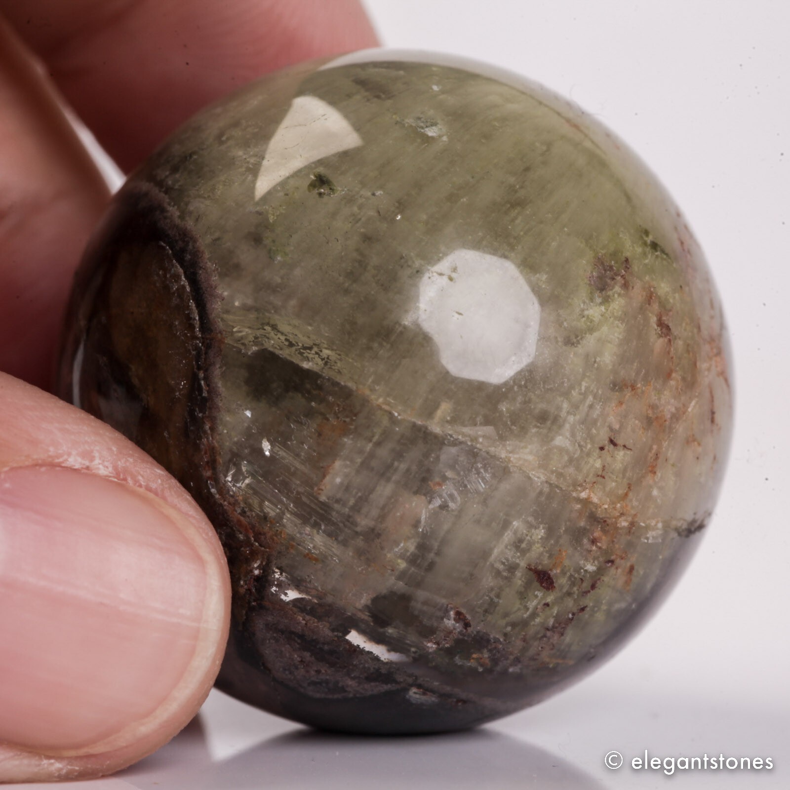 58g34mm Natural Garden/Phantom/Ghost/Lodolite Quartz Crystal Sphere Healing Ball
