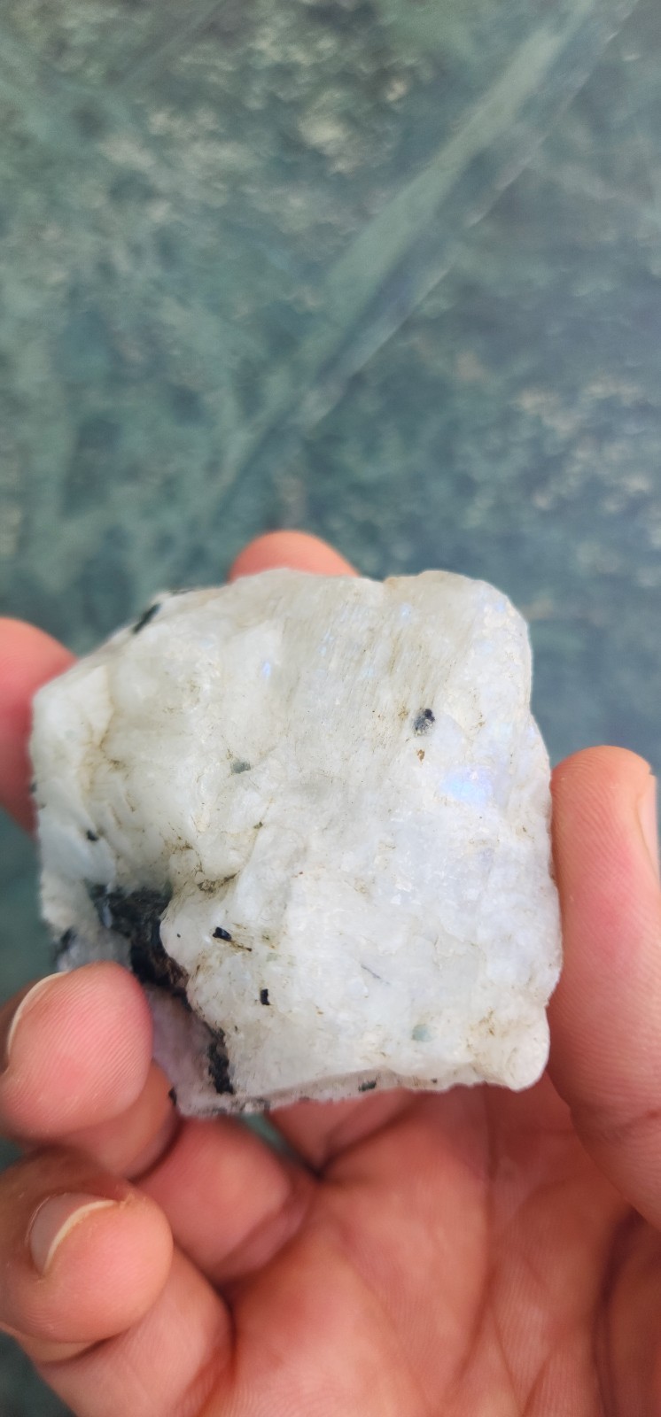 Natural AAA Full Flashy Indian Rainbow Moonstone Raw Specimen One Side Polish