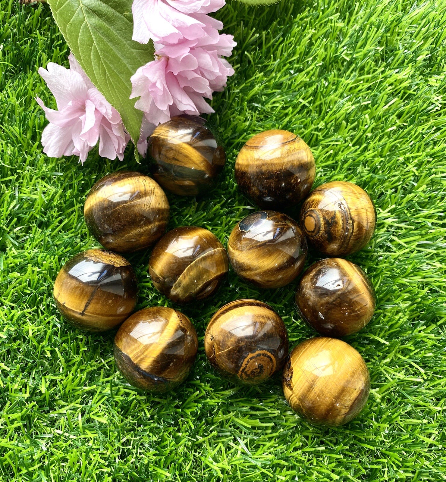 Wholesale Lot 1 Lb Natural Tiger Eye Spheres Crystal Ball Energy Healing