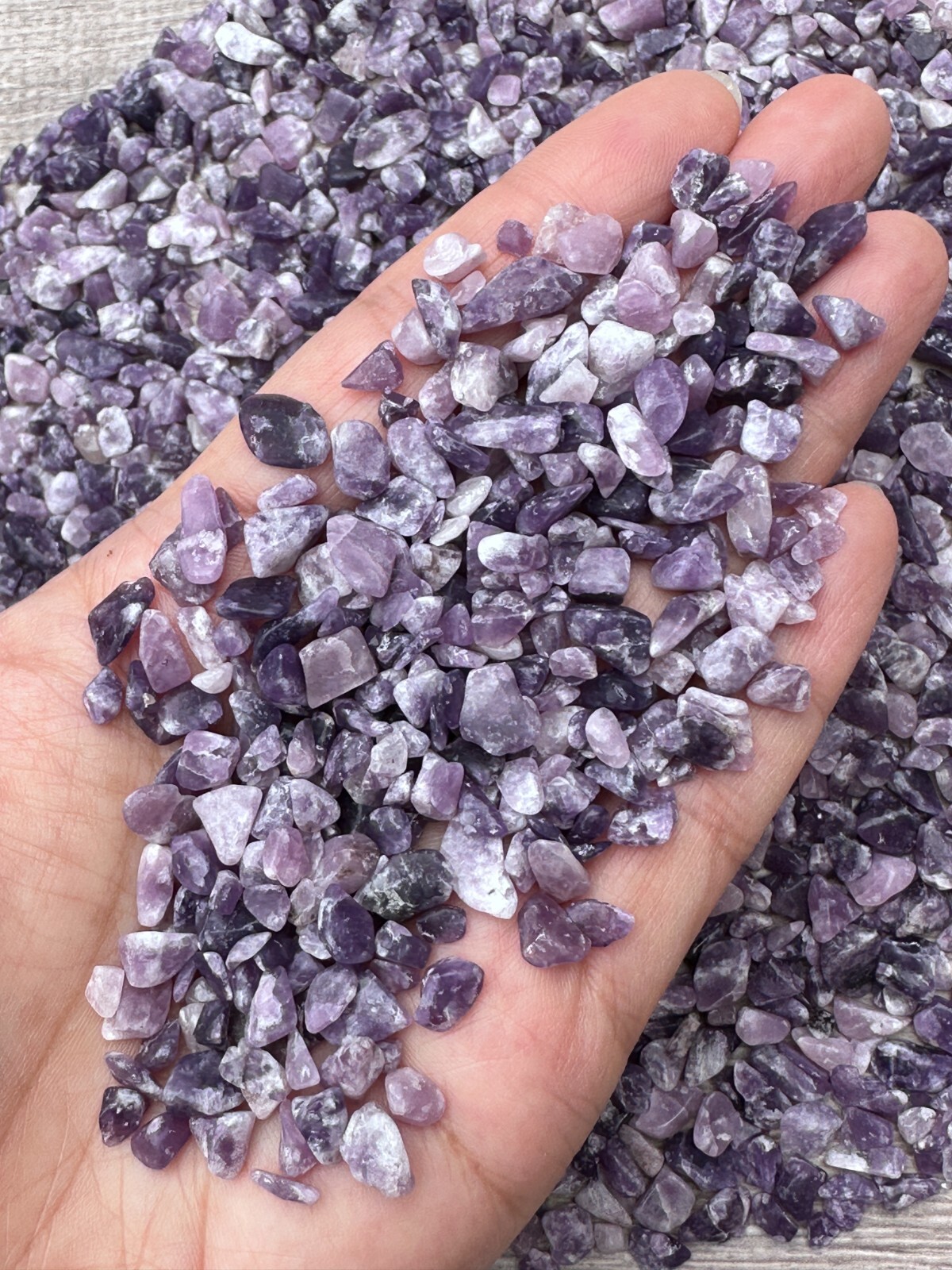 Lepidolite Semi Tumbled Gemstone Mini Chips 4 – 12 mm, Wholesale Bulk Lot